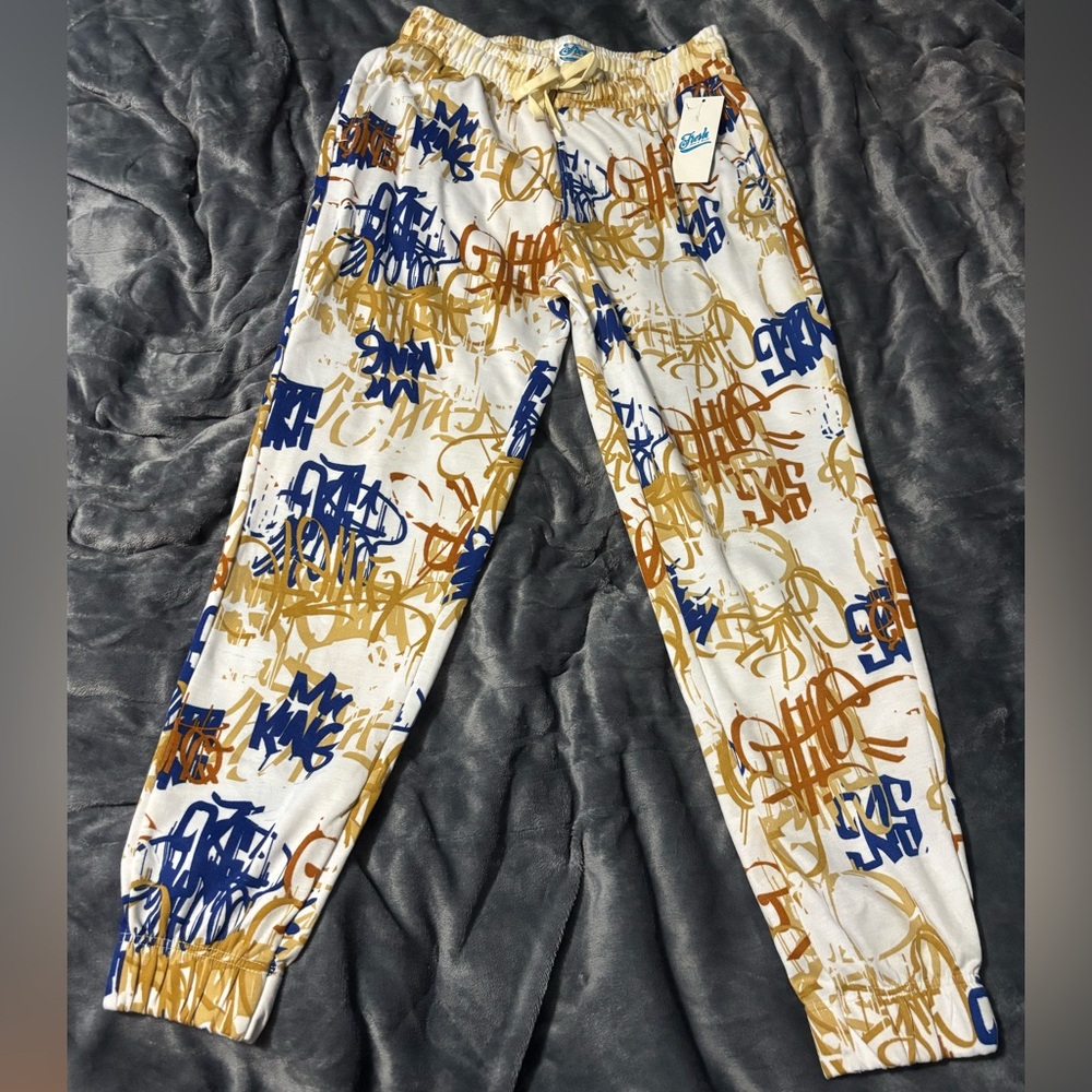 Fresh Blue and Gold Graphic Joggers
